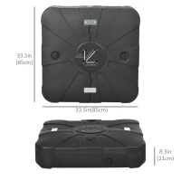 Outsunny Fillable Cantilever Patio Umbrella Base with Wheels, Heavy-duty Offset Umbrella Weights with Spouts and Cross Base, 285lbs Sand or 220lbs Water Filled, Black(m-3)