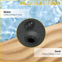 Outsunny Fillable Cantilever Patio Umbrella Base with Wheels, Heavy-duty Offset Umbrella Weights with Spouts and Cross Base, 285lbs Sand or 220lbs Water Filled, Black(m-5)