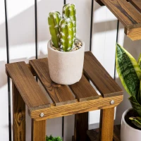 Outsunny Wood Plant Stand 6 Tier Plant Shelf Rack Multiple Flower Pot Holder for Living Room, Patio Corner, Balcony, Indoor Outdoor Use(m-10)