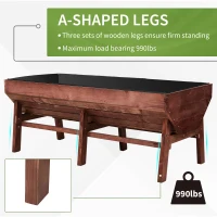 Outsunny 70" Raised Garden Bed, Wooden Planter Box with Funnel Design, High Weight Capacity and Non-Woven Fabric, Large Growing Space and Great Breathability, Brown(m-4)