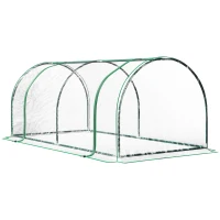 Outsunny 7' L x 3' W x 2.5' H Portable Tunnel Greenhouse for Outdoor Garden Hot House with 4 Zippered Doors, PVC Cover(m-12)