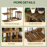 Outsunny Wood Plant Stand 6 Tier Plant Shelf Rack Multiple Flower Pot Holder for Living Room, Patio Corner, Balcony, Indoor Outdoor Use(m-5)