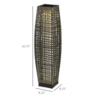 Outsunny Solar Floor Lamp, Outdoor Garden Lantern Pathway Light & Decorative Driveway Lighting with Auto On/Off LED Lights for Porch, Yard, Lawn, Courtyard, Deck, Gray(m-3)