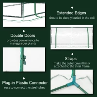 Outsunny 7' L x 3' W x 2.5' H Portable Tunnel Greenhouse for Outdoor Garden Hot House with 4 Zippered Doors, PVC Cover(m-4)