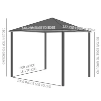 Outsunny 10' x 12' Hardtop Gazebo with Galvanized Steel Roof, Wood Grain Steel Frame, Heavy Duty Permanent Pavilion Outdoor Gazebo, for Garden, Patio, Backyard, Deck, Lawn(m-3)