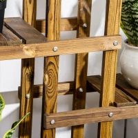 Outsunny Wood Plant Stand 6 Tier Plant Shelf Rack Multiple Flower Pot Holder for Living Room, Patio Corner, Balcony, Indoor Outdoor Use(m-7)