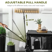 Outsunny Folding Garden Wagon, Collapsible Wagon, Cart with Wheels, Steel Frame and Oxford Fabric, Black(m-4)