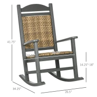 Outsunny Outdoor Rocking Chair, Traditional Wicker Porch Rocker w/ Soft Padded Seat, Breathable Backrest, Fade-Resistant Waterproof HDPE Frame with PE Rattan for Indoor & Outdoor, Dark Gray(m-3)