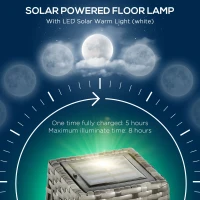 Outsunny Solar Floor Lamp, Outdoor Garden Lantern Pathway Light & Decorative Driveway Lighting with Auto On/Off LED Lights for Porch, Yard, Lawn, Courtyard, Deck, Gray(m-5)
