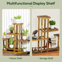 Outsunny Wood Plant Stand 6 Tier Plant Shelf Rack Multiple Flower Pot Holder for Living Room, Patio Corner, Balcony, Indoor Outdoor Use(m-6)