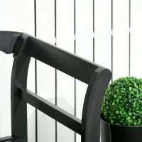 Outsunny Wooden Patio Bench, Outdoor Garden Bench with Backrest and Armrests, 3 Person Porch Bench with Rustic Country Diamond Pattern, Black(m-8)