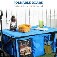 Outsunny Folding Garden Wagon, Collapsible Wagon, Cart with Wheels, Steel Frame and Oxford Fabric, Blue(m-7)