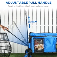 Outsunny Folding Garden Wagon, Collapsible Wagon, Cart with Wheels, Steel Frame and Oxford Fabric, Blue(m-4)