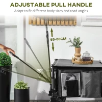 Outsunny Folding Garden Wagon, Collapsible Wagon, Cart with Wheels, Steel Frame and Oxford Fabric, Dark Grey(m-4)