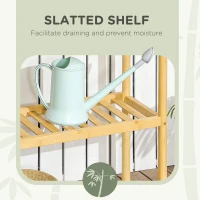 HOMCOM Bamboo Shelf, 2-Tier Storage Shelf, Plant Flower Stand for the Bathroom, Kitchen and Living Room Storage, Natural(m-5)