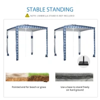 Outsunny Quick Beach Cabana Canopy Umbrella, 8' Easy-Assembly Sun-Shade Shelter with Sandbags and Carry Bag, Cool UV50+ Fits Kids & Family, Blue Coconut Palm(m-7)