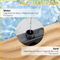 Outsunny 4 Piece Umbrella Base Stand Cantilever Offset Patio Umbrella Weight Plates w/ U Locking, 123 lb Capacity Water or 158 lb Capacity Sand, Black(m-5)