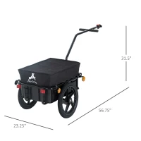 Aosom Multi-Functional Bike Trailer Steel Large Bike Luggage Cart Carrier Black(m-3)