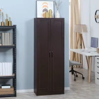 HOMCOM 66" Kitchen Pantry Cabinet, Freestanding Storage Cabinet with 2 Soft Close Doors and 4 Shelves, Dark Walnut(m-1)