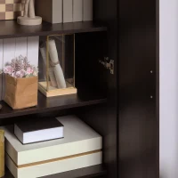 HOMCOM 66" Kitchen Pantry Cabinet, Freestanding Storage Cabinet with 2 Soft Close Doors and 4 Shelves, Dark Walnut(m-9)