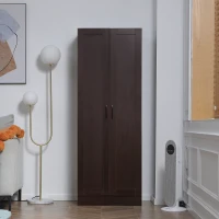 HOMCOM 66" Kitchen Pantry Cabinet, Freestanding Storage Cabinet with 2 Soft Close Doors and 4 Shelves, Dark Walnut(m-7)