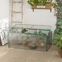 Outsunny Aluminium Cold Frame Greenhouse Garden Portable Raised Planter with Openable Top, 51" x 28" x 24"(m-1)