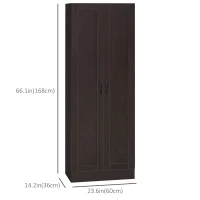 HOMCOM 66" Kitchen Pantry Cabinet, Freestanding Storage Cabinet with 2 Soft Close Doors and 4 Shelves, Dark Walnut(m-3)