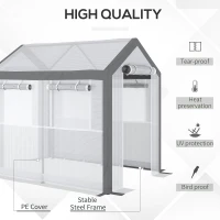 Outsunny 8' L x 6' W x 7' H Outdoor Walk-In Tunnel Greenhouse with Roll-up Windows, 2 Zippered Doors, & Weather Cover(m-4)