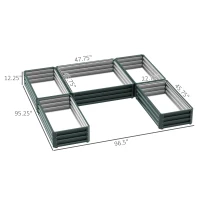 Outsunny Steel Raised Garden Bed, Set of 5 Large Box Planters for Outdoor Plants Vegetables Flowers Herbs, 8x8x1ft, Green(m-3)