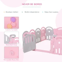 Qaba Baby Enclosure, 14 Panels Baby Playpen Baby Play Yard, Indoor & Outdoor Kids Activity Center, Pink(m-7)