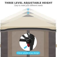 Outsunny 10' x 10' Pop Up Canopy with Netting, Foldable Tents for Parties, Height Adjustable, with Storage Bag for Outdoor, Garden, Patio, Beige(m-6)