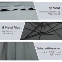 Outsunny 8FT Cantilever Patio Umbrella, Offset Patio Umbrella with Cross Base for Deck, Backyard, Pool and Garden, Hanging Umbrellas, Switch with a Wrench, Dark Gray(m-6)