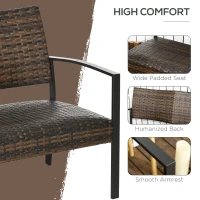 Outsunny Wicker Loveseat, 2-person Patio Furniture Couch, Outdoor Rattan Sofa with Quick Dry Foam and Steel Frame for Balcony, Deck, Garden, and Poolside, Brown(m-4)