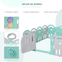 Qaba Baby Enclosure, 14 Panels Baby Playpen Baby Play Yard, Indoor & Outdoor Kids Activity Center, Green(m-5)