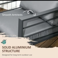 Outsunny Patio Furniture Set 4 Pieces, Outdoor Conversation Set with Water-Resistant Cushions, Coffee Table, 3-Seater Sofa, 2 Chairs for Backyard Porch, Poolside, Balcony, Gray(m-6)