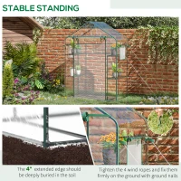 Outsunny Portable Walk-in Mini Greenhouse, 3 Tier 6 Shelf Small Garden House with Mesh Door, Windows, Trellis, Plant Labels for Outdoor Gardening(m-6)