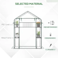 Outsunny Portable Walk-in Mini Greenhouse, 3 Tier 6 Shelf Small Garden House with Mesh Door, Windows, Trellis, Plant Labels for Outdoor Gardening(m-5)