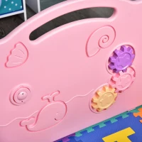 Qaba Baby Enclosure, 14 Panels Baby Playpen Baby Play Yard, Indoor & Outdoor Kids Activity Center, Pink(m-9)