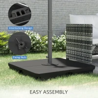 Outsunny 4PCs Cantilever Umbrella Base Weights up to 350lbs for Roma Banana Parasol, HDPE Fillable Offset Patio Umbrella Weights for Cross Base Stand, Black(m-6)