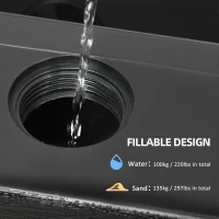 Outsunny 4PCs Cantilever Umbrella Base Weights with Wood-like Finish, Water or Sand Filled Patio Umbrella Weights for Cross Base Stand, Black(m-5)