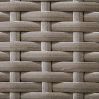 Outsunny Patio Wicker Dining Table with Umbrella Hole, 34 Inch Outdoor PE Rattan Coffee Table with Plastic Board Under the Woven Table Top for Patio, Garden, Balcony, Light Grey(m-10)