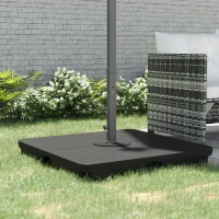 Outsunny 4PCs Cantilever Umbrella Base Weights up to 350lbs for Roma Banana Parasol, HDPE Fillable Offset Patio Umbrella Weights for Cross Base Stand, Black(m-1)