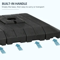 Outsunny 4PCs Cantilever Umbrella Base Weights with Wood-like Finish, Water or Sand Filled Patio Umbrella Weights for Cross Base Stand, Black(m-6)