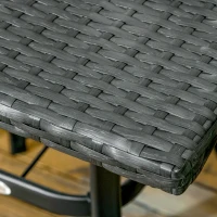 Outsunny Patio Wicker Dining Table with Umbrella Hole, 34 Inch Outdoor PE Rattan Coffee Table with Plastic Board Under the Woven Table Top for Patio, Garden, Balcony, Black(m-9)