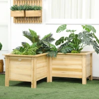 Outsunny Raised Garden Bed, 47.2" x 47.2" x 19.7" Wooden Elevated Planter Box Outdoor with Legs, for Vegetables, Flowers, Herbs, L-shaped, Natural(m-10)