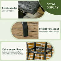 Outsunny Patio Wicker Dining Table with Umbrella Hole, 34 Inch Outdoor PE Rattan Coffee Table with Plastic Board Under the Woven Table Top for Patio, Garden, Balcony, Black(m-6)