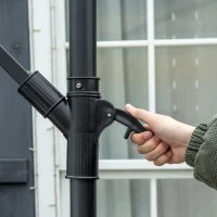 Outsunny 10FT Cantilever Umbrella, Offset Patio Umbrella with Crank and Cross Base for Deck, Backyard, Pool and Garden, Hanging Umbrellas, Tan(m-8)