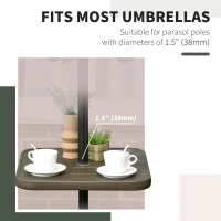 Outsunny 19" Beach Umbrella Table Tray, Slatted Instant Portable Beach Tables for Sand, Swimming Pools, Patio, Garden, Deck, Brown(m-4)