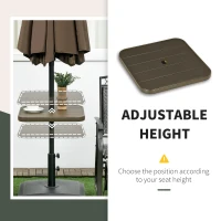Outsunny 19" Beach Umbrella Table Tray, Slatted Instant Portable Beach Tables for Sand, Swimming Pools, Patio, Garden, Deck, Brown(m-5)