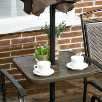 Outsunny 19" Beach Umbrella Table Tray, Slatted Instant Portable Beach Tables for Sand, Swimming Pools, Patio, Garden, Deck, Brown(m-2)